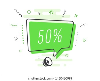 Loudspeaker with text '50%' on Quick Tips badge. Business concept for new ideas creativity and innovative solution. File has clipping path.
