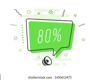 Loudspeaker with text '80%' on Quick Tips badge. Business concept for new ideas creativity and innovative solution. File has clipping path.