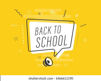 Loudspeaker with text 'back to school' on Quick Tips badge. Business concept for new ideas creativity and innovative solution. File has clipping path.