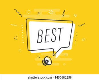 Loudspeaker with text 'best' on Quick Tips badge. Business concept for new ideas creativity and innovative solution. File has clipping path.