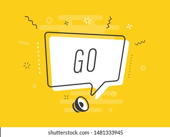 Loudspeaker with text 'go' on Quick Tips badge. Business concept for new ideas creativity and innovative solution. File has clipping path.