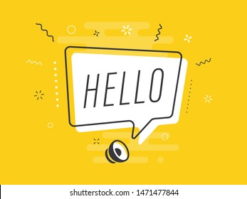 Loudspeaker with text 'hello' on Quick Tips badge. Business concept for new ideas creativity and innovative solution. File has clipping path.