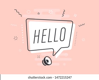 Loudspeaker with text 'hello' on Quick Tips badge. Business concept for new ideas creativity and innovative solution. File has clipping path.