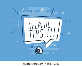 Loudspeaker with text 'helpful tips' on Quick Tips badge. Business concept for new ideas creativity and innovative solution. File has clipping path.