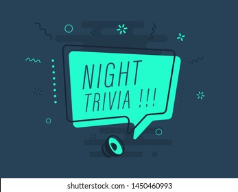 Loudspeaker with text 'night trivia' on Quick Tips badge. Business concept for new ideas creativity and innovative solution. File has clipping path.