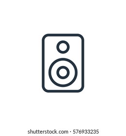 loudspeaker thin line icon set on white background, audio, music, flat, minimalistic