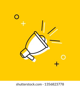 loudspeaker thin line icon. vector audio, music, voice, sound symbol on yellow background. eps 10