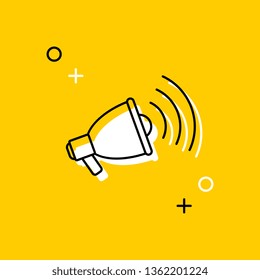 loudspeaker thin line icon. vector audio, music, voice, sound symbol on yellow background. eps 10