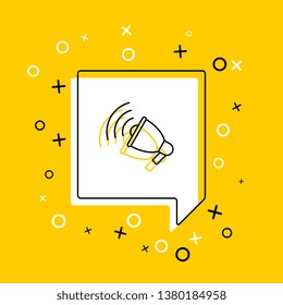 loudspeaker thin line icon. vector audio, music, voice, sound symbol on yellow background. eps 10