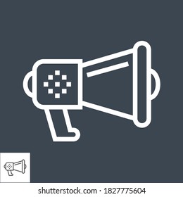 Loudspeaker Thin Line Vector Icon. Flat icon isolated on the black background. Editable EPS file. Vector illustration.