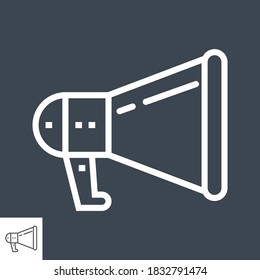 Loudspeaker Thin Line Vector Icon. Flat icon isolated on the black background. Editable EPS file. Vector illustration.