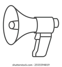 Loudspeaker tool thin line icon, promotion concept. Vector graphics. Electric horn sign on white background, outline style icon for mobile or web design