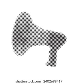 Loudspeaker torn sticker for collage. Retro megaphone for mixed media collage.Grunge punk element. Vector illustration