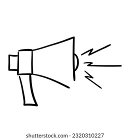 Loudspeaker vector icon hand drawn in sketch style. Doodle megaphone symbol.