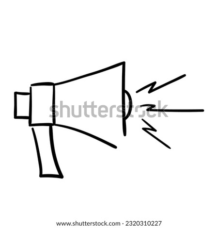 Loudspeaker vector icon hand drawn in sketch style. Doodle megaphone symbol.