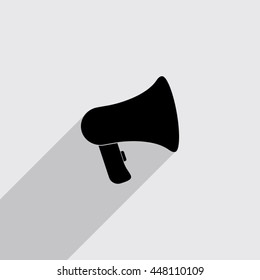 loudspeaker vector icon with long shadow