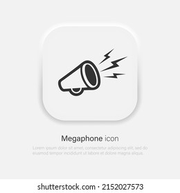 Loudspeaker vector icon. Megaphone symbol in neumorphism style. Vector EPS 10