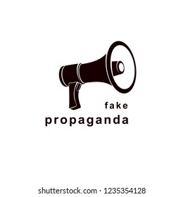 Loudspeaker vector logo isolated on white. Misleading and brainwashing information, fake news concept