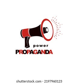 Loudspeaker vector logo isolated on white. Misleading and brainwashing information, fake news concept