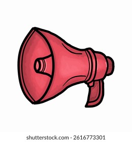 Loudspeaker vector sketch Hand drawn illustration, Red Megaphone Vector Announcement Illustration Isolated white background