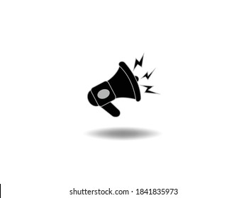 loudspeaker Volume Icon Vector illustration. Megaphone Sound symbol. Audio Speaker sign, emblem isolated on white background with shadow, Flat style for graphic and web design, logo. EPS10 