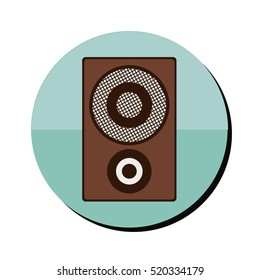 loudspeaker in wood box in round frame