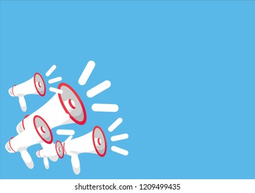 Loudspeakers. Blue background. Vector illustration