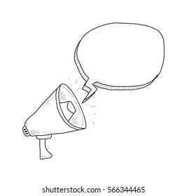 loudspeakers and comic balloon doodle