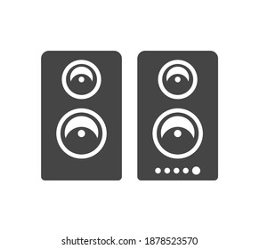 Loudspeakers, Dynamic System Bold Black Silhouette Icon Isolated On White. Audio Device, Electroacoustic Transducer Pictogram. Music Center, Sound Equipment Vector Elements For Infographic, Web.