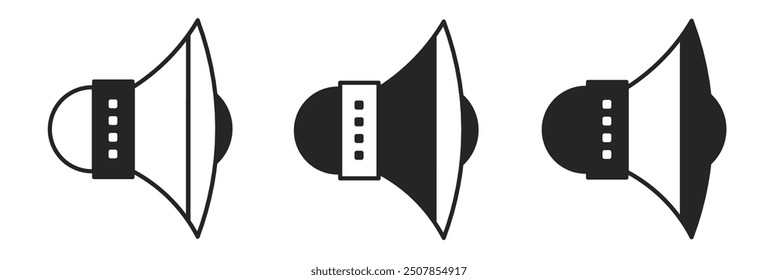 Icono de altavoces sobre fondo blanco. Ilustración de altavoces de logotipo de Vector.