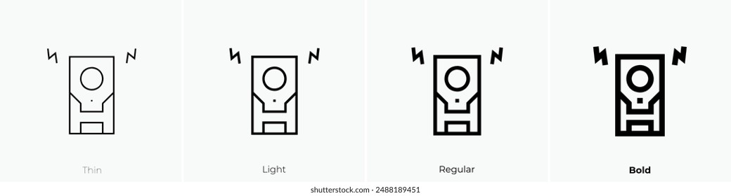 icono de altavoces. Diseño de estilo fino, ligero, regular y audaz aislado sobre fondo blanco