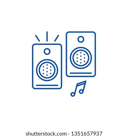 Loudspeakers line icon concept. Loudspeakers flat  vector symbol, sign, outline illustration.
