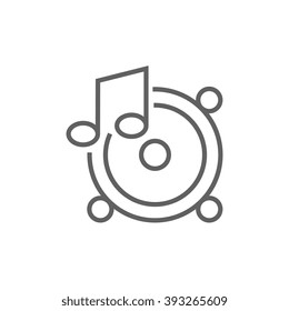 Loudspeakers with music note line icon.