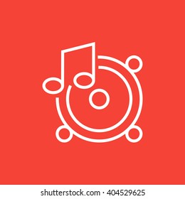 Loudspeakers with music note line icon.