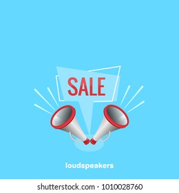 loudspeakers notifying about the sale, isometric image