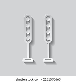 Loudspeakers simple icon vector. Flat design. Paper style with shadow. Gray background.ai