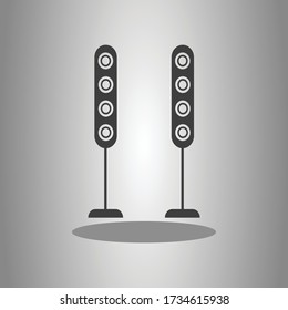 Vector de iconos simples de altavoces con sombra. Diseño plano 