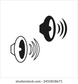 Loudspeakers sound waves. Audio announcement symbols Vector. Public address system icons.