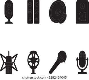 loudspeakers of various types along with mics