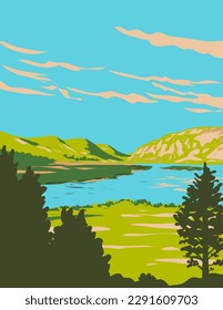 Lough Veagh at Glenveagh National Park in County Donegal Ireland WPA Art Deco Poster 