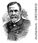 Louis Pasteur, 1822-1895, he was a French biologist, microbiologist and chemist, vintage line drawing or engraving illustration
