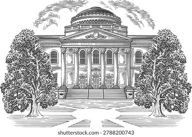 Louis round wilson library Engraving