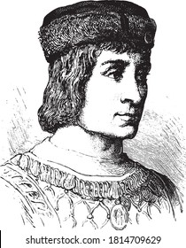 Louis XII of France. Vintage engraving. From Popular France, 1869.