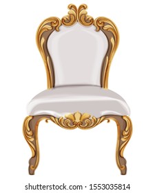 Louis XVI style chair with golden neoclassic ornaments. Vector