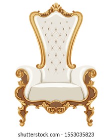 Louis XVI style chair with golden neoclassic ornaments. Vector