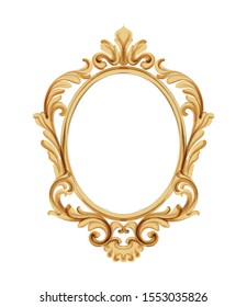 Louis XVI style mirror with golden neoclassic ornaments. Vector