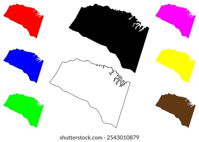 Louisa County, Commonwealth da Virgínia (EUA, Estados Unidos da América, EUA, EUA) mapa ilustração vetorial, esboço de rabisco Mapa de Louisa