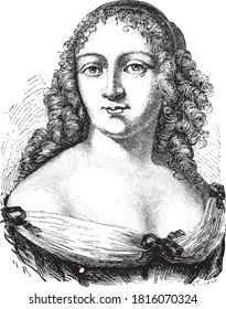 Louise de La Valliere, Vintage engraving. From Popular France, 1869.