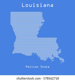 Louisiana abstract dots map with name of state. Dotted style. Vector illustration