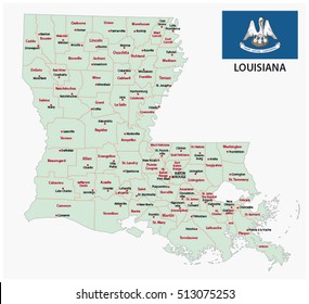 Louisiana Administrative Political Map Flag Stock Vector (Royalty Free ...